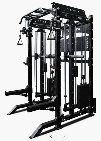 Vesta Pro Series 3-in-1 Ultimate Half Rack, Smith Machine, & Functional Trainer Combo